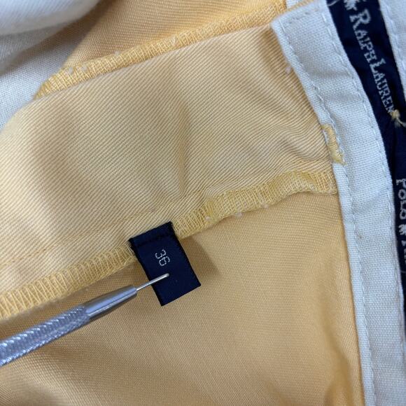 Polo Ralph Lauren Sz36 Solid Yellow 100% Cotton Chino Shorts - Picture 4 of 6